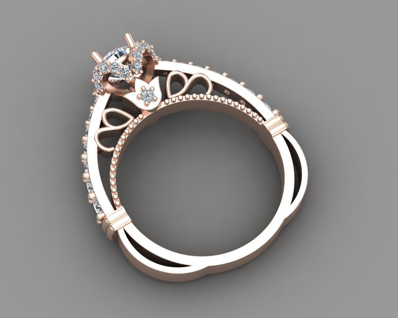 Diamond Engagement Ring 12-MW 3D print model_7