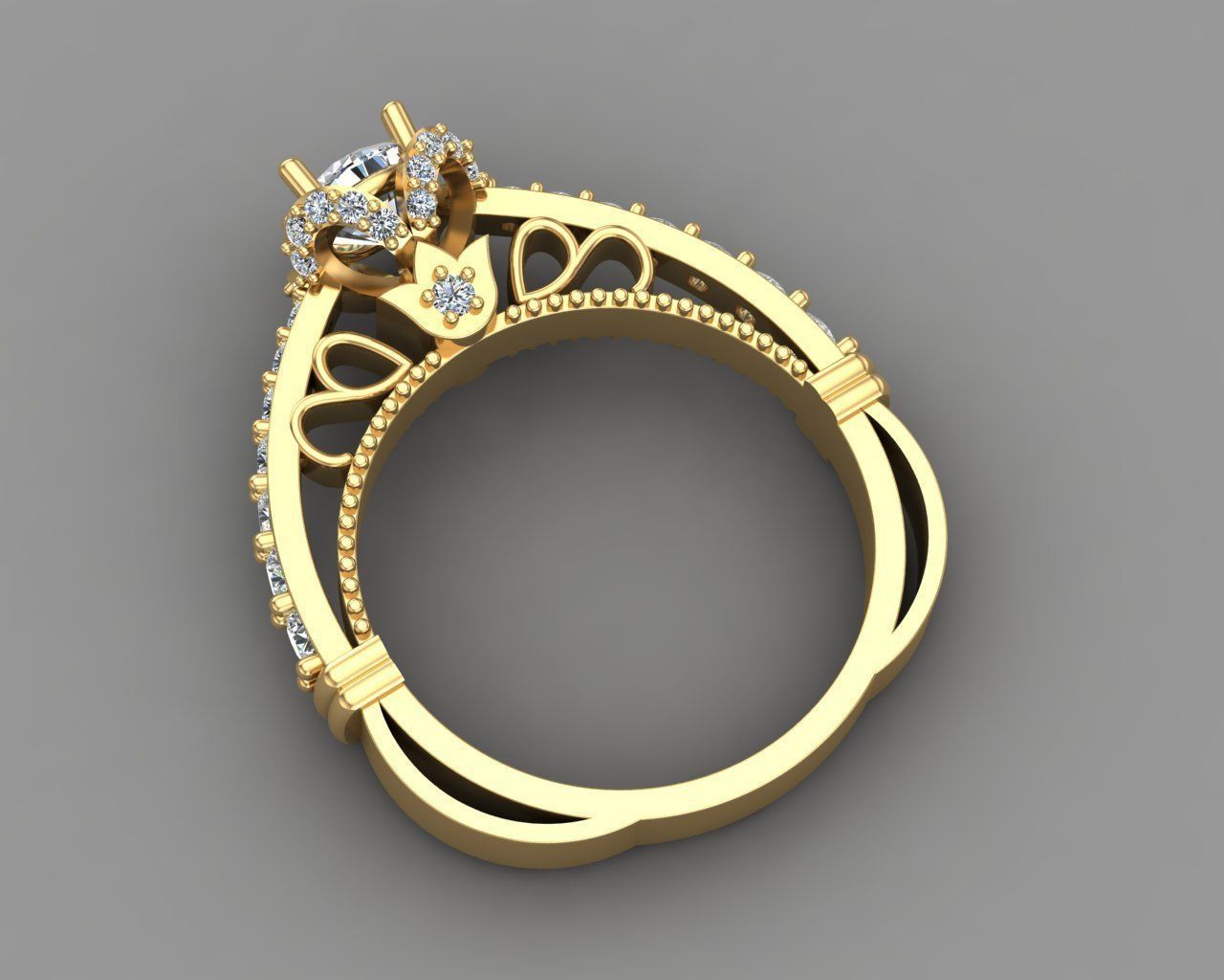 Diamond Engagement Ring 12-MW 3D print model_12