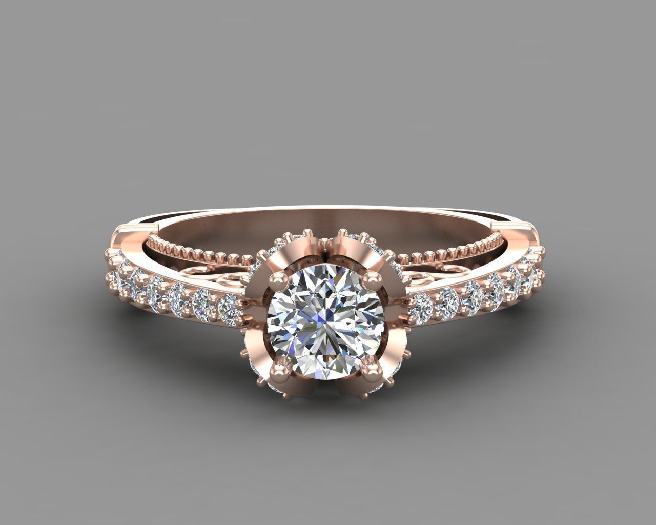 Diamond Engagement Ring 12-MW 3D print model_5