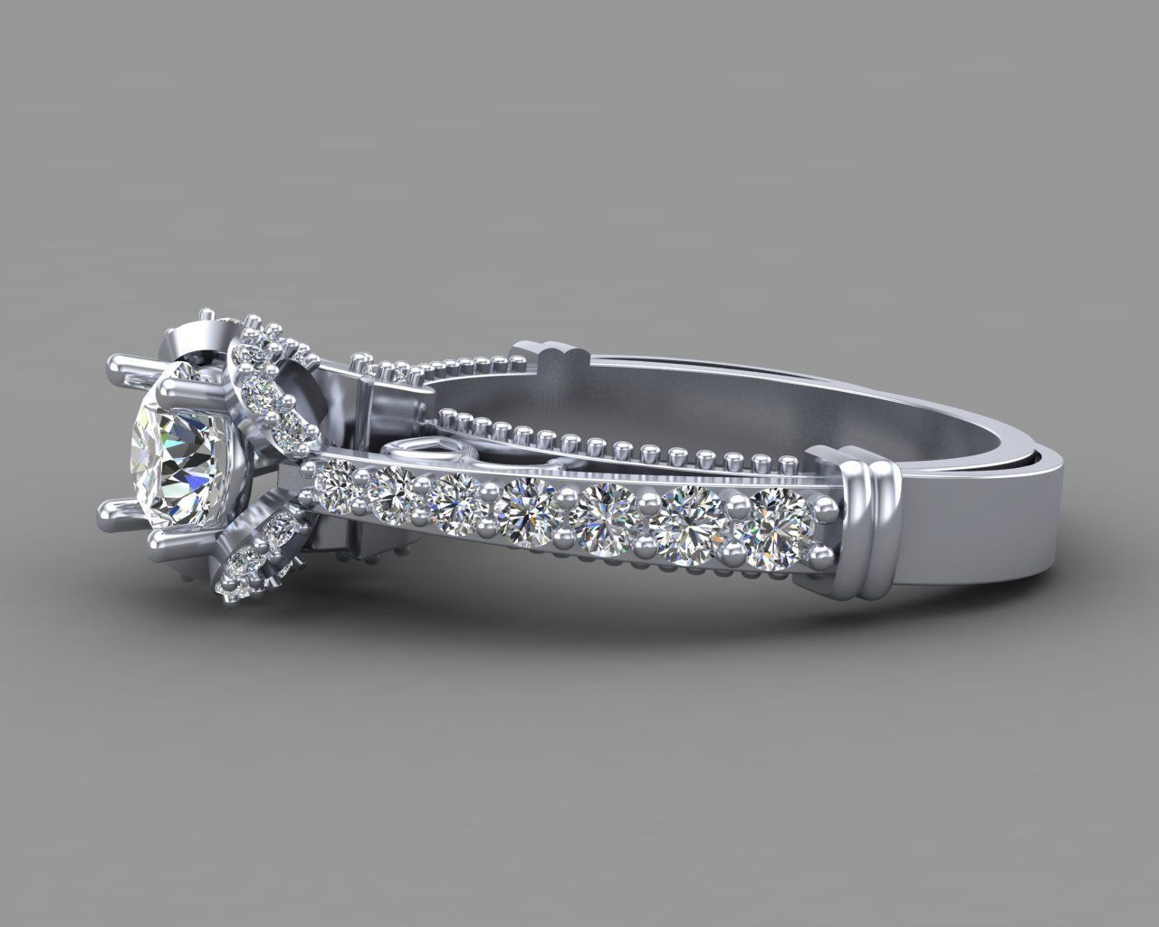 Diamond Engagement Ring 12-MW 3D print model_16