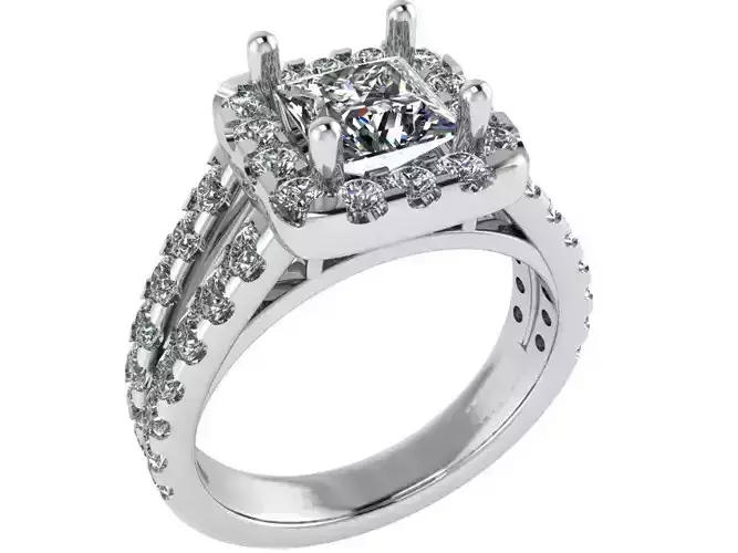 Princess Halo Branch Shank Setting Ring 1067