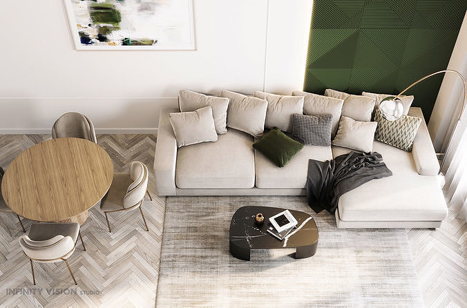 Interior scene livingroom 03 3D model 4
