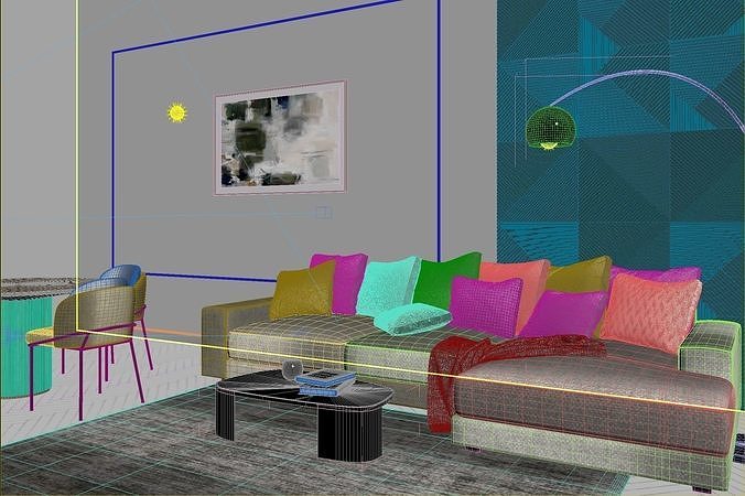 Interior scene livingroom 03 3D model 6