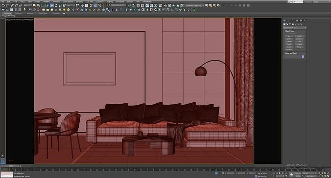 Interior scene livingroom 03 3D model 7