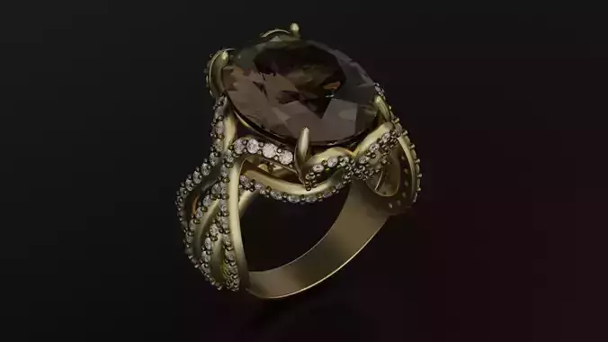 Smokey gemstone women ring