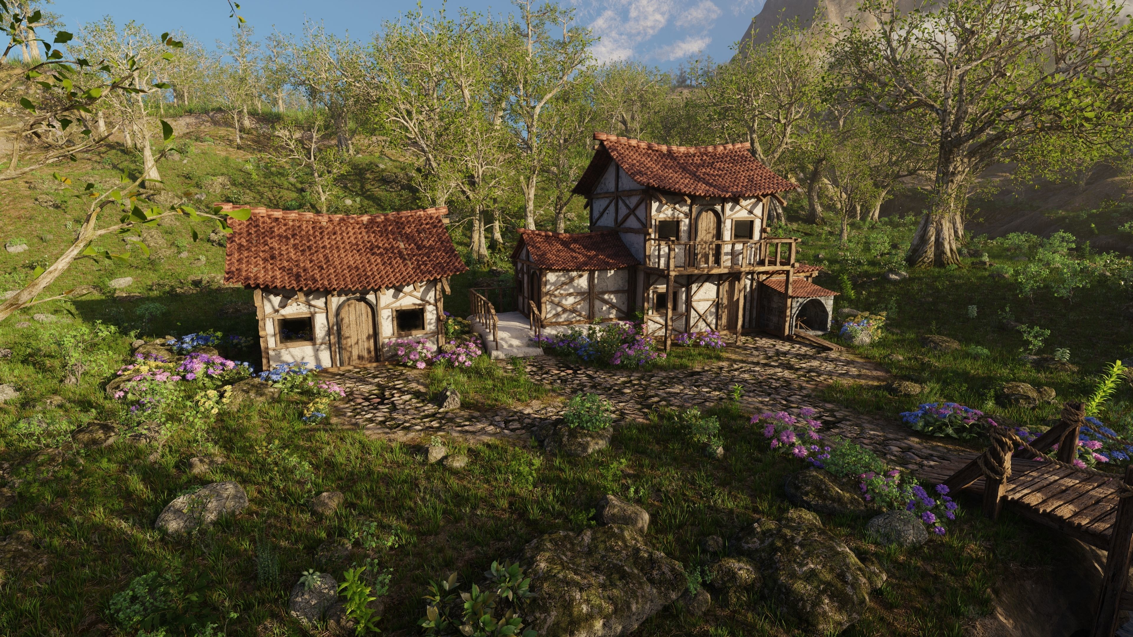 Medieval Bridge Scene 3D model_3