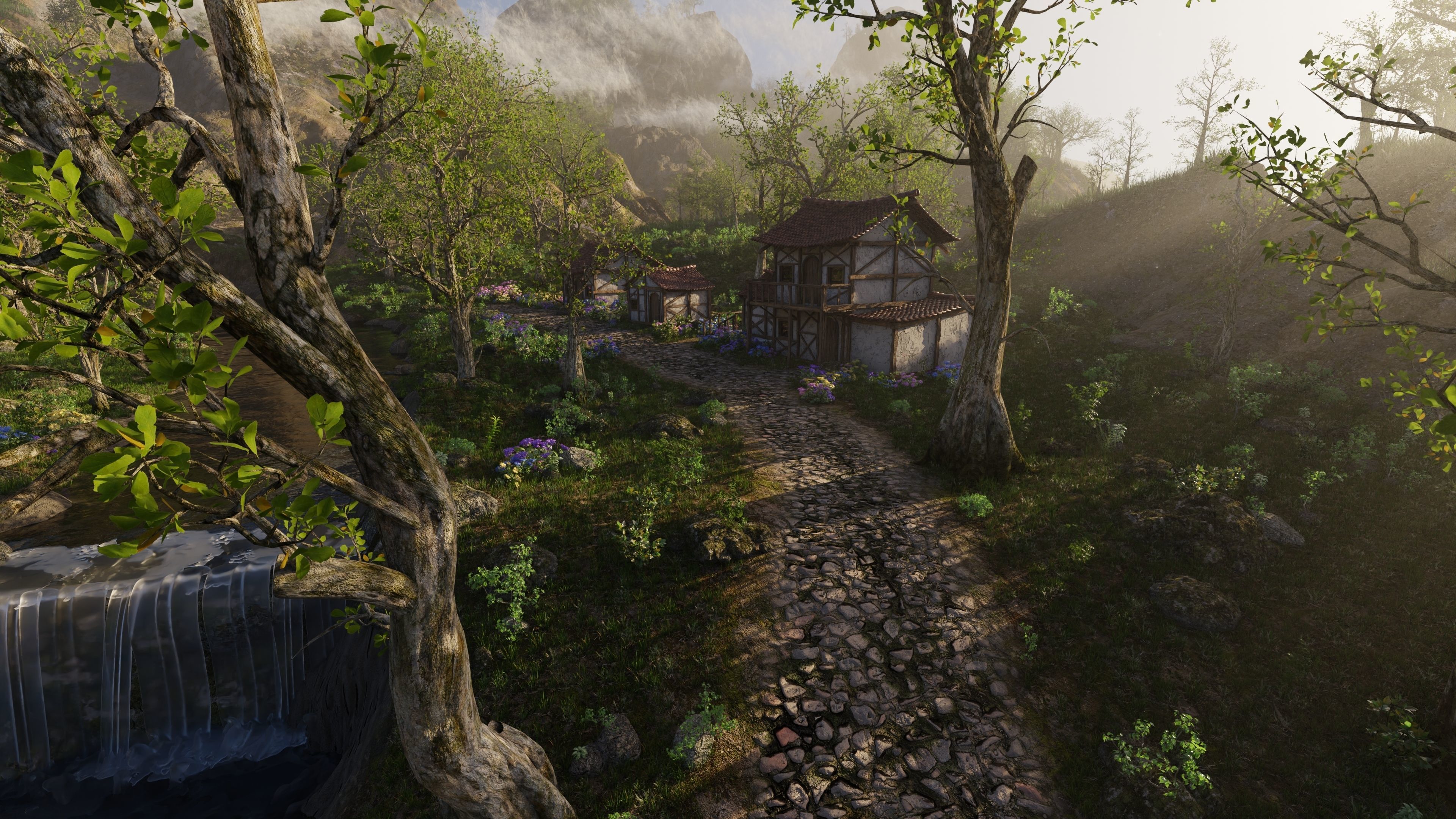 Medieval Bridge Scene 3D model_7