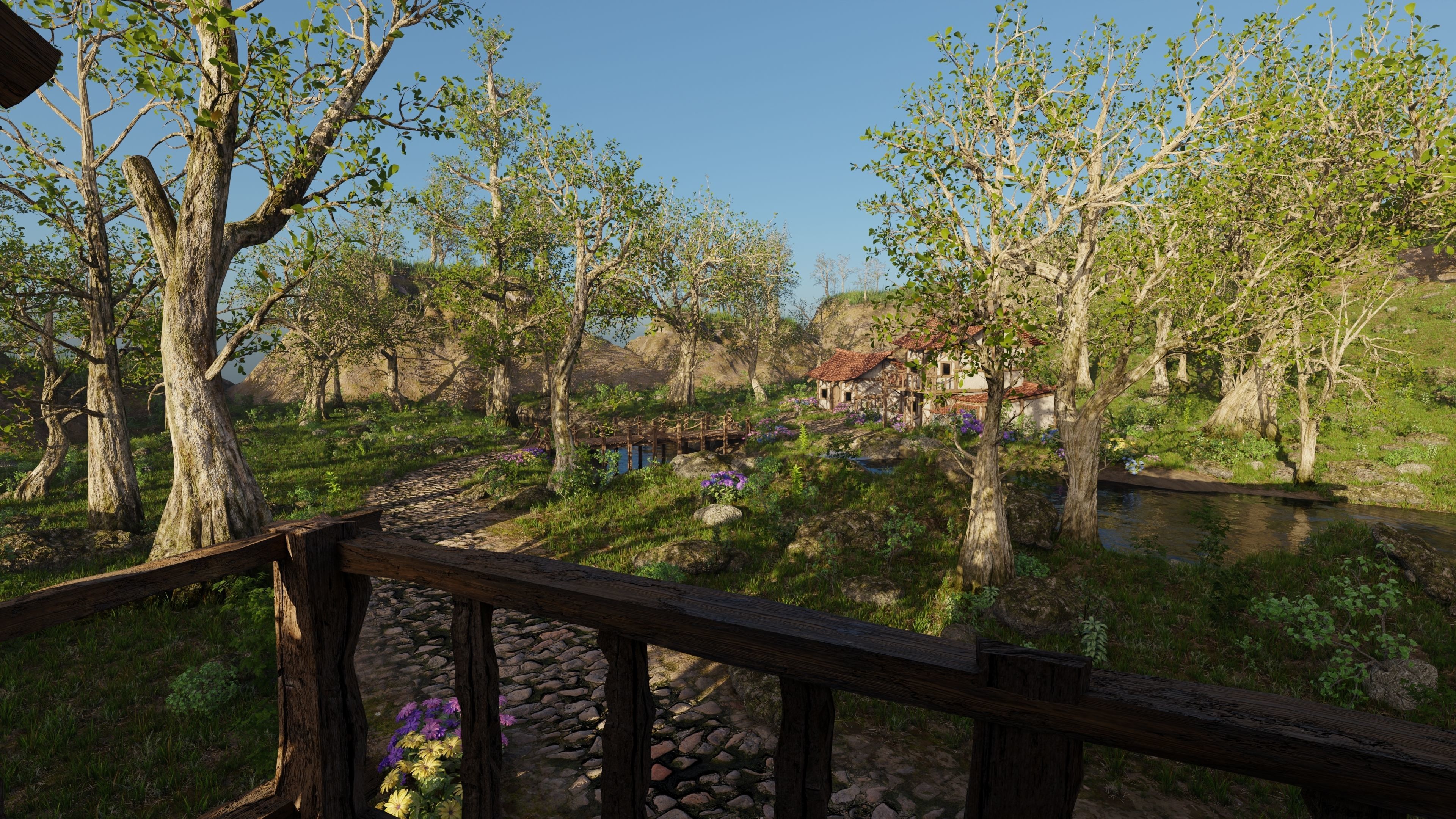 Medieval Bridge Scene 3D model_11