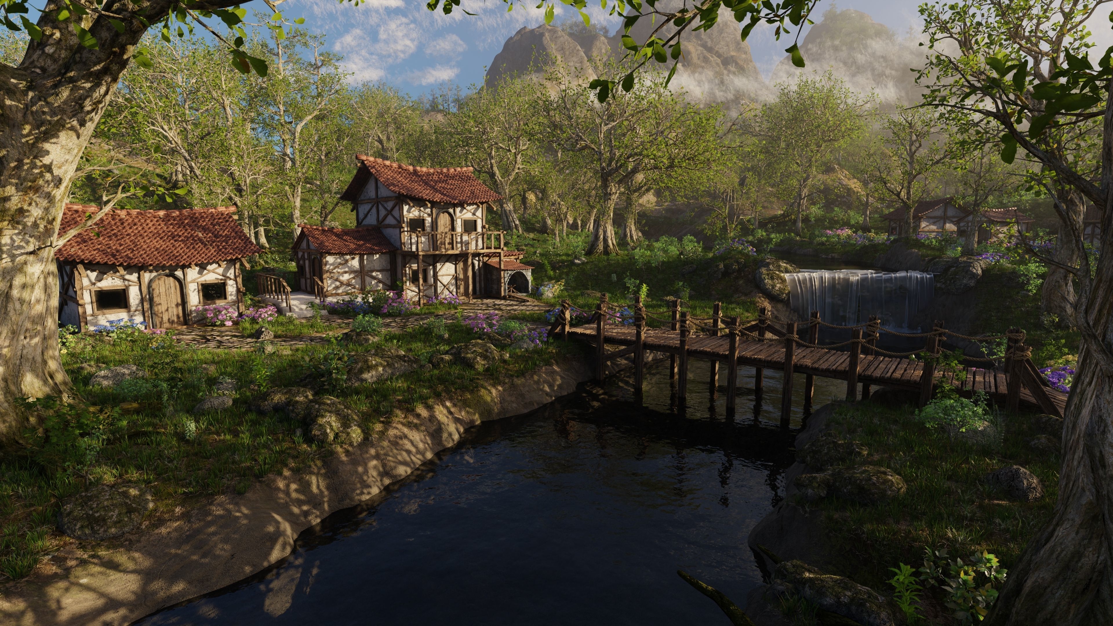 Medieval Bridge Scene 3D model_1