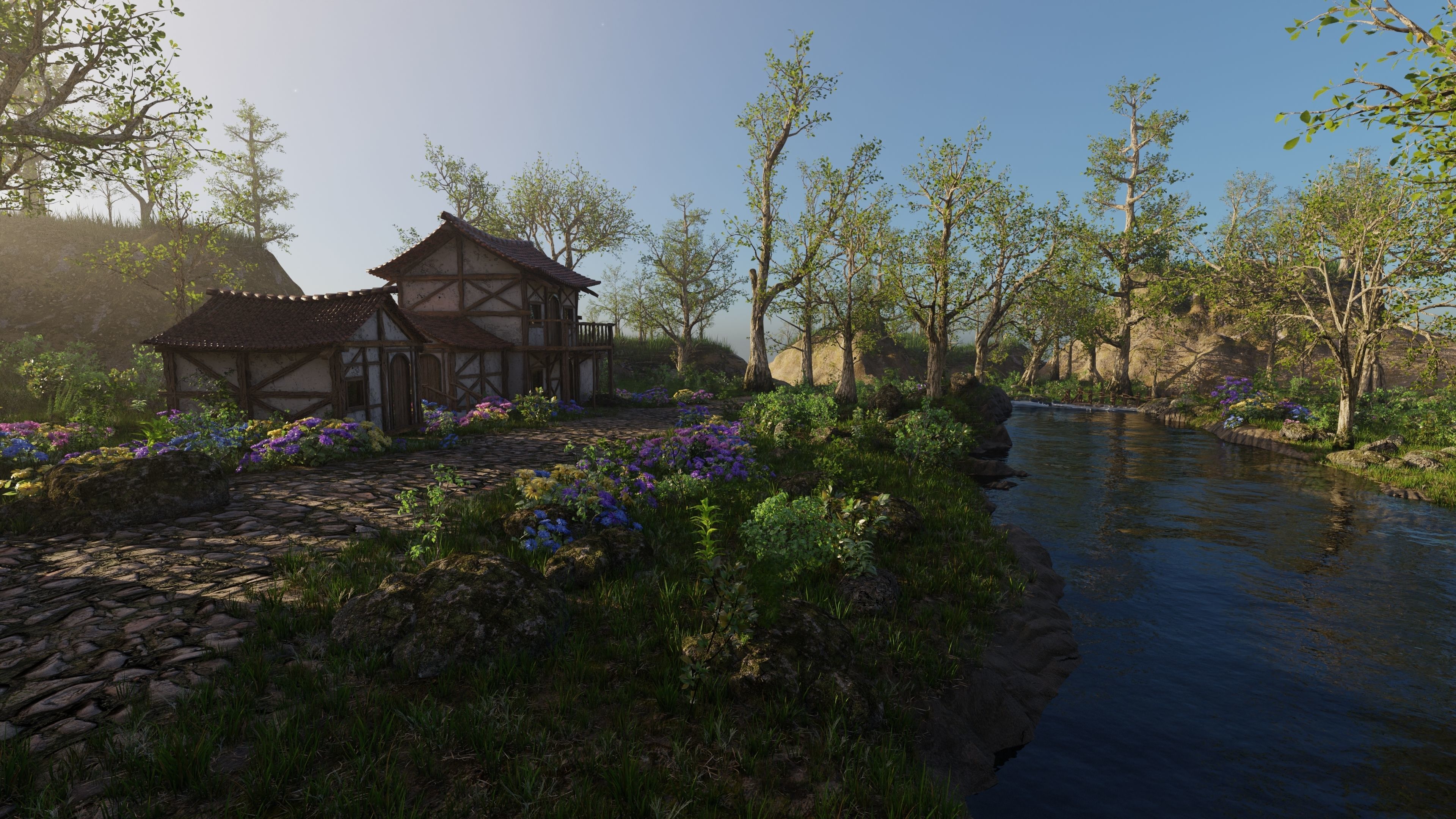 Medieval Bridge Scene 3D model_10