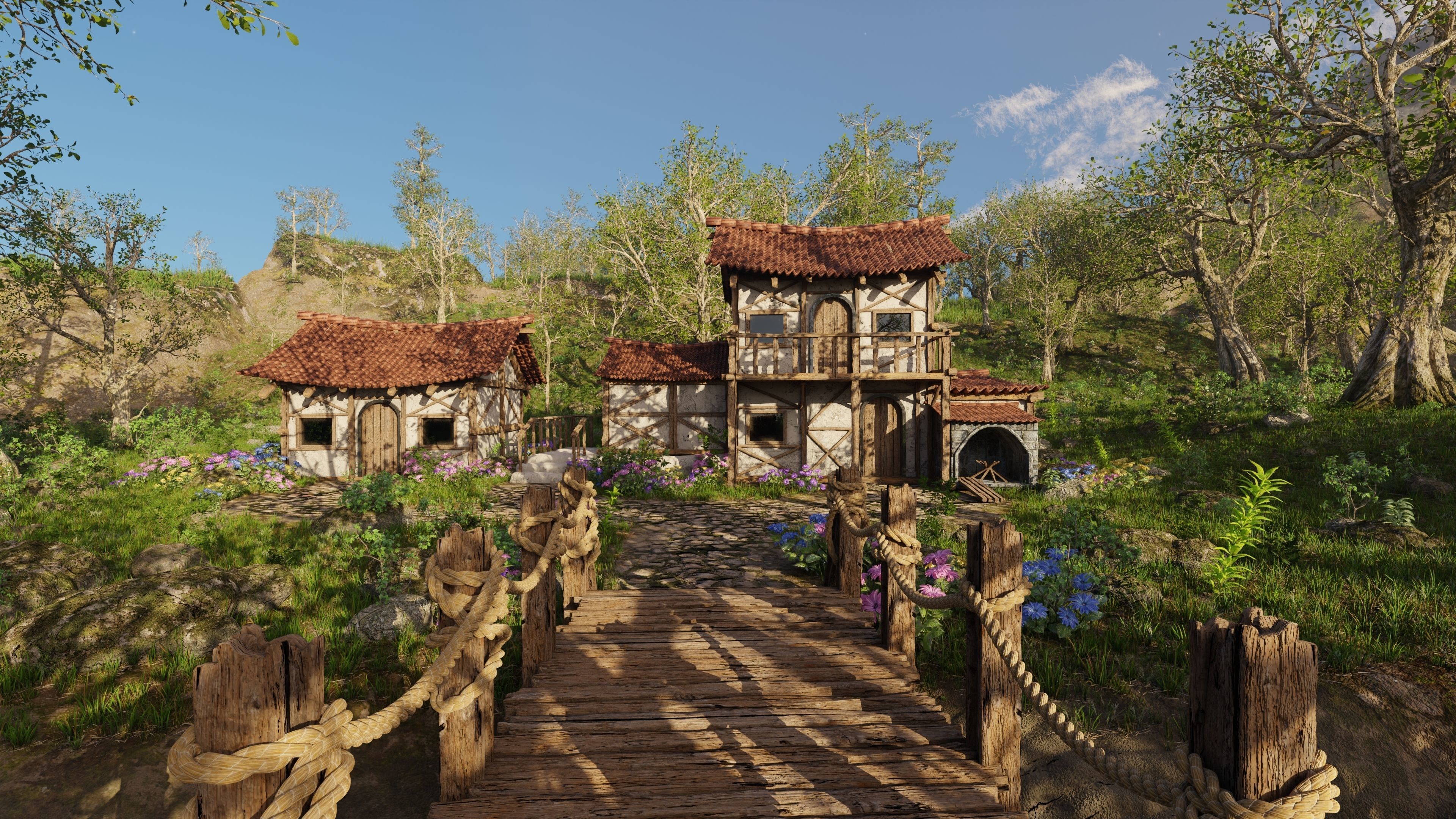 Medieval Bridge Scene 3D model_12