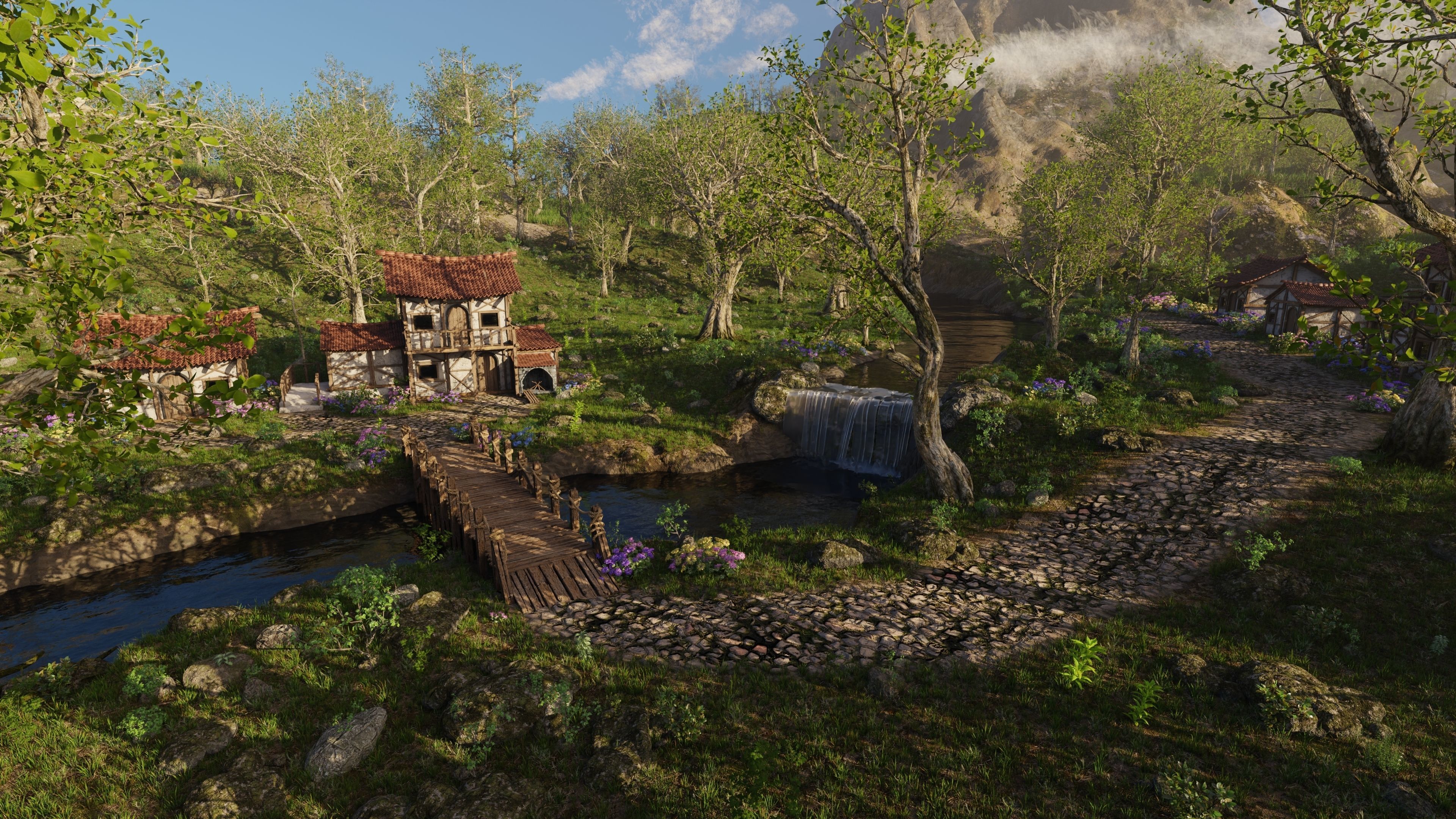 Medieval Bridge Scene 3D model_2