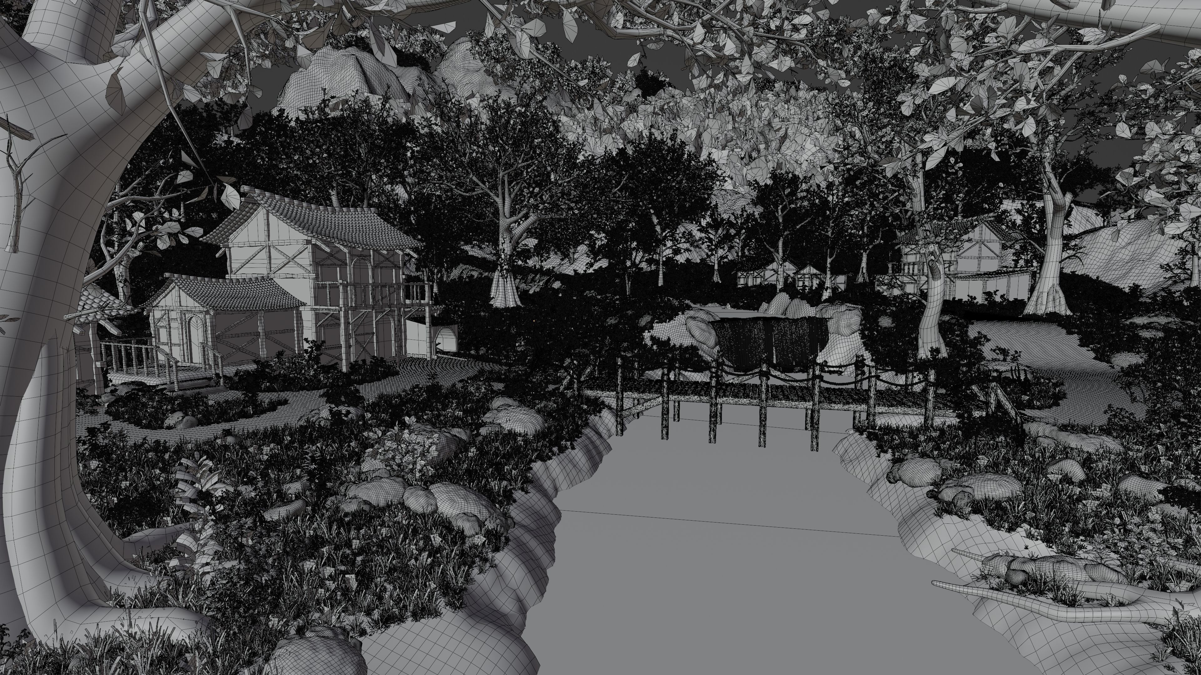 Medieval Bridge Scene 3D model_17