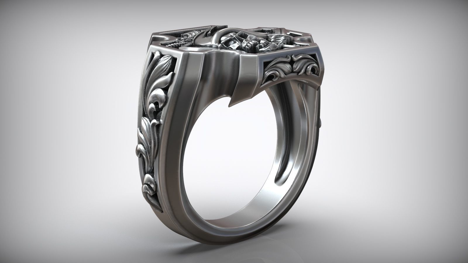 Pirate Skull Jolly Roger Cross Anchor Signet 3D print model_2