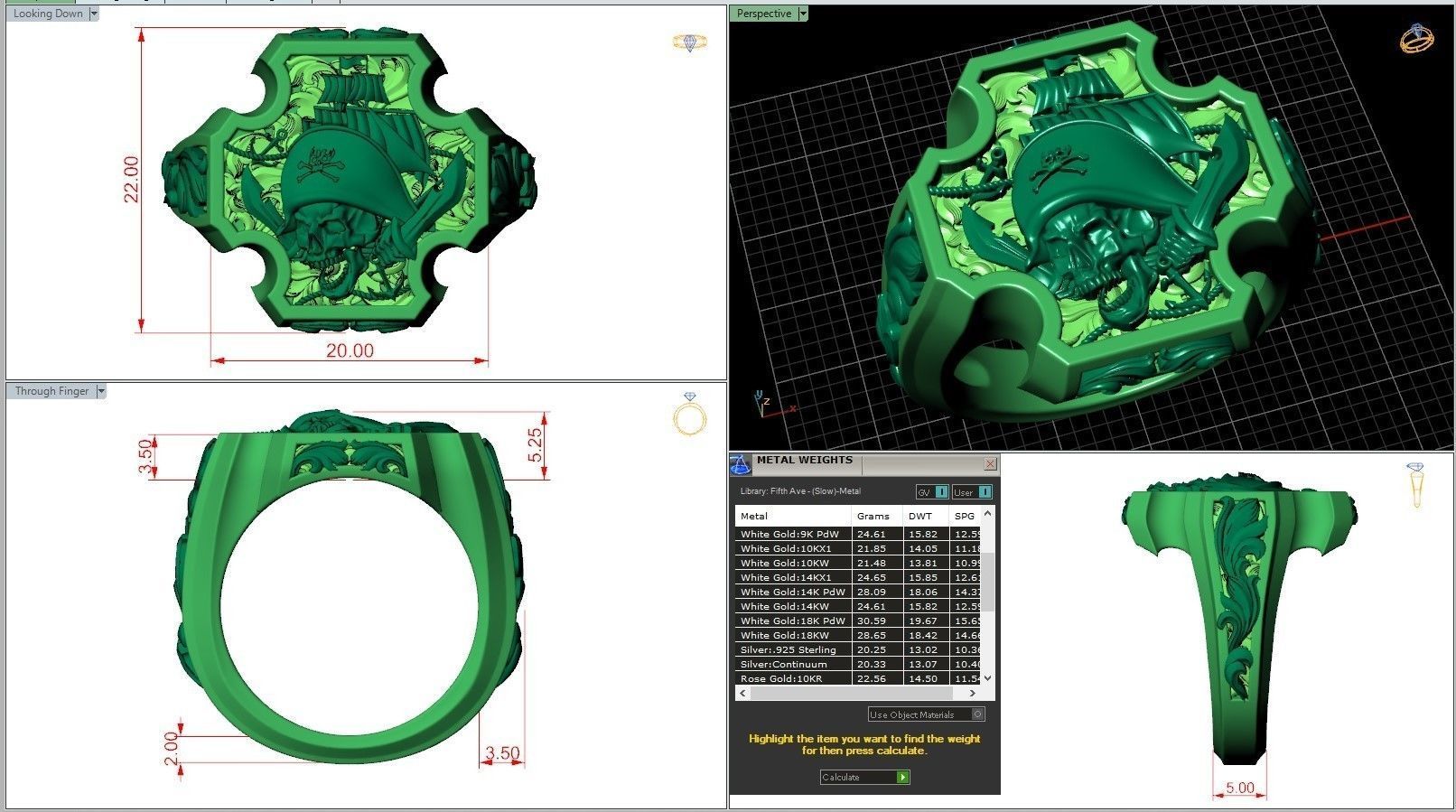 Pirate Skull Jolly Roger Cross Anchor Signet 3D print model_7