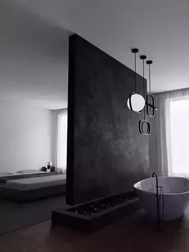 bathroom with fireplace