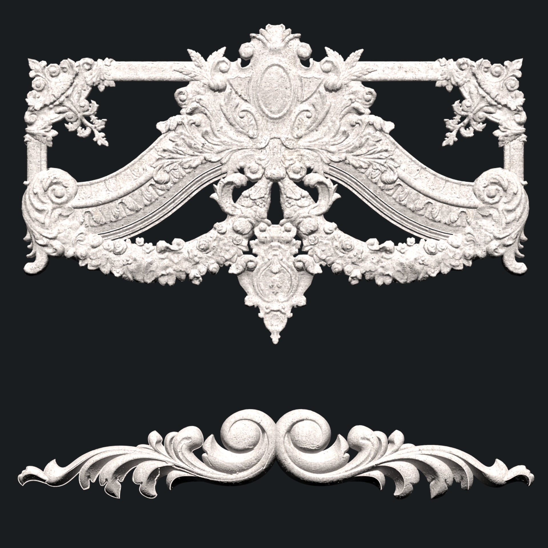 23 wall Carved ornamental deco 3D model_2