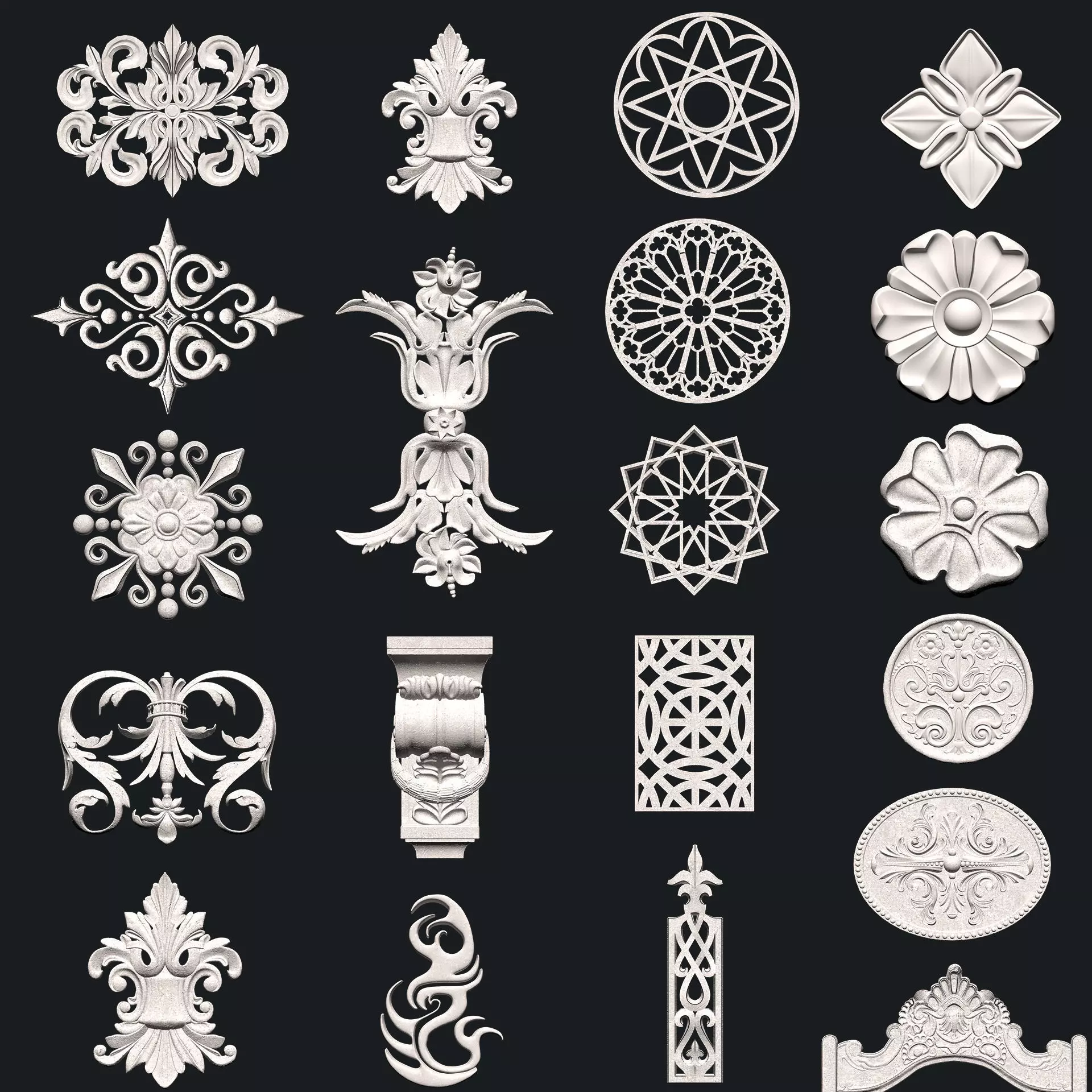 23 wall Carved ornamental deco 3D model_0