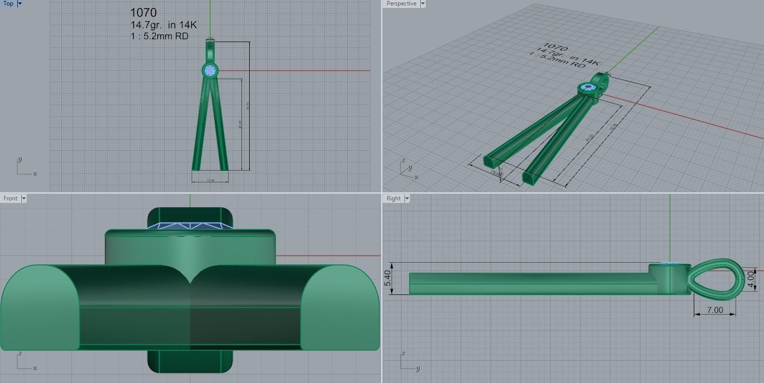 Compass Style Pendant 1070 3D print model_3