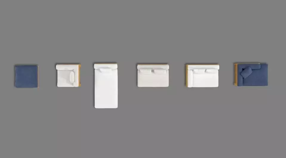 Multiple Platform Beds 3D model_0