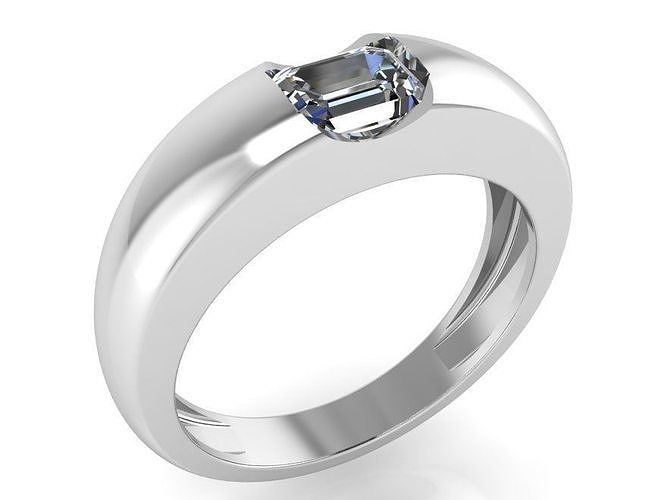 Emerald Cut Channel Setting Ring 1075 3D model 3D printable CGTrader