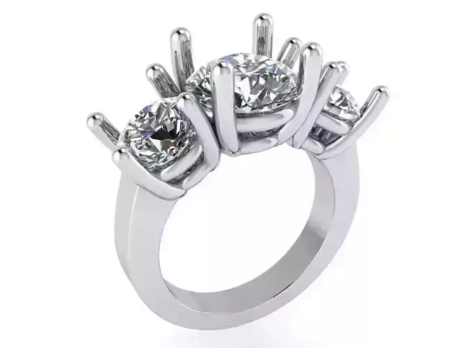 3-Stone Basket Setting Ring 1076