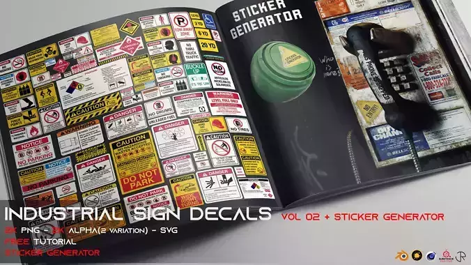 Industrial Sign Decal vol 02 Sticker and Decal generator Texture