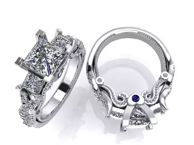 Princess 3-Stone Twisted Ring 1078