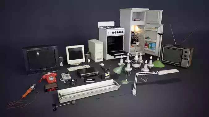 Various Electronics  Low-poly 3D model