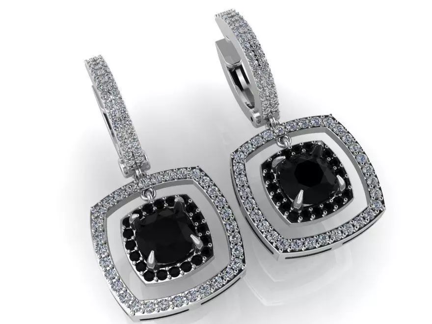 Double Halo Diamond Dangle Earring 1085 3D print model