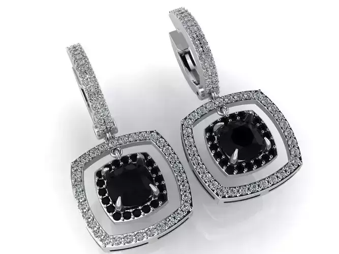 Double Halo Diamond Dangle Earring 1085