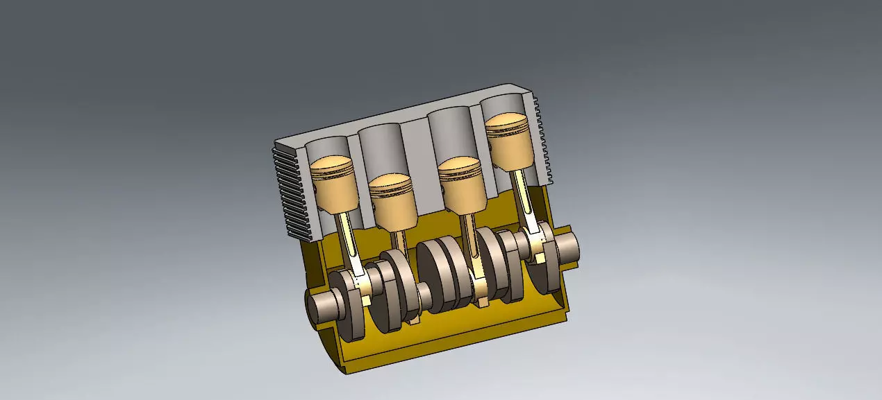 Four stroke bike engine 3D model_0