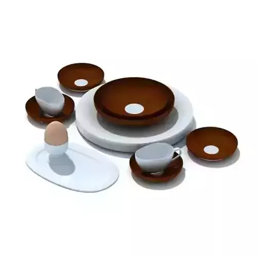 White And Brown Plastic Dinnerware