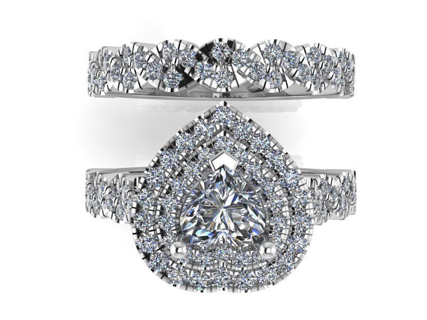 Heart Double Halo Twisted Ring With Band 1090 3D print model_2
