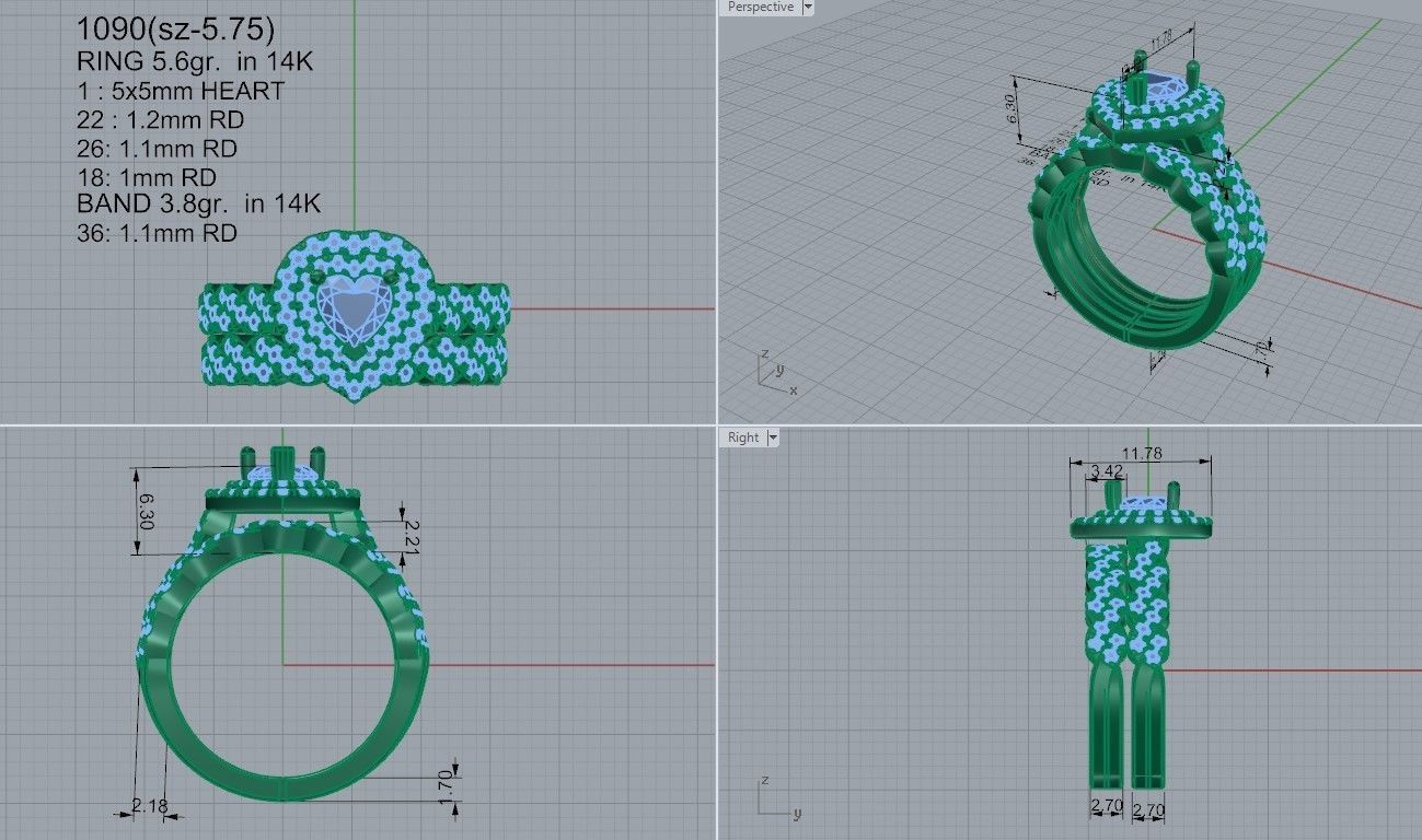 Heart Double Halo Twisted Ring With Band 1090 3D print model_5