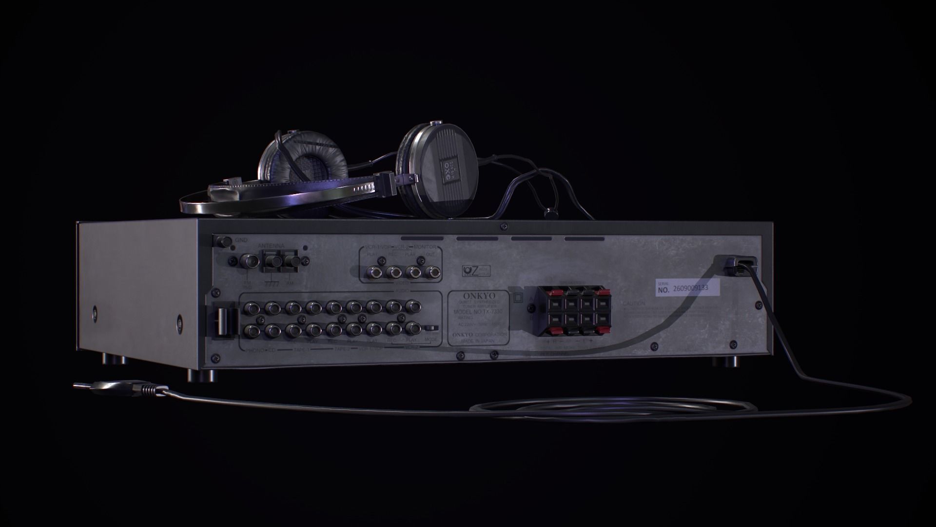 Audio Setup with headset Echo N16 receiver Onkyo and mike BM800 Low-poly 3D model_5