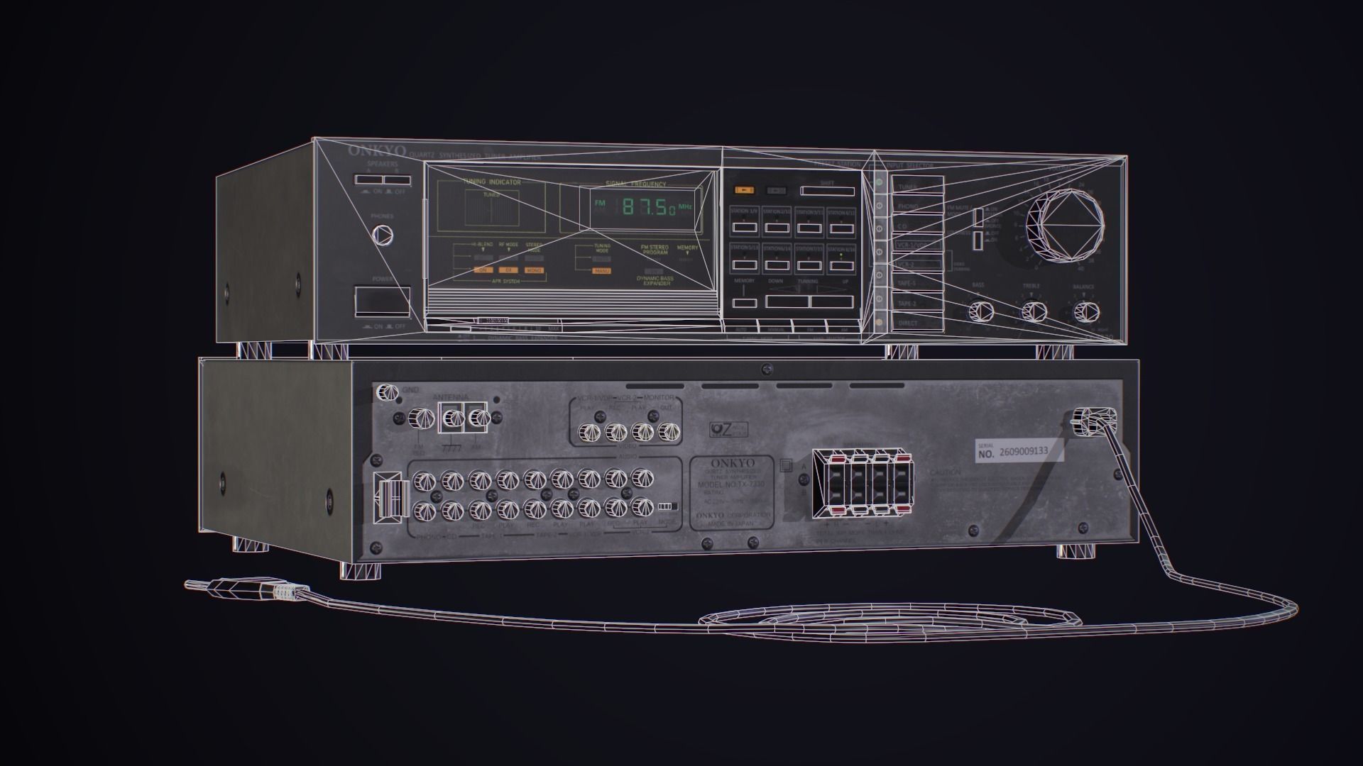 Audio Setup with headset Echo N16 receiver Onkyo and mike BM800 Low-poly 3D model_19