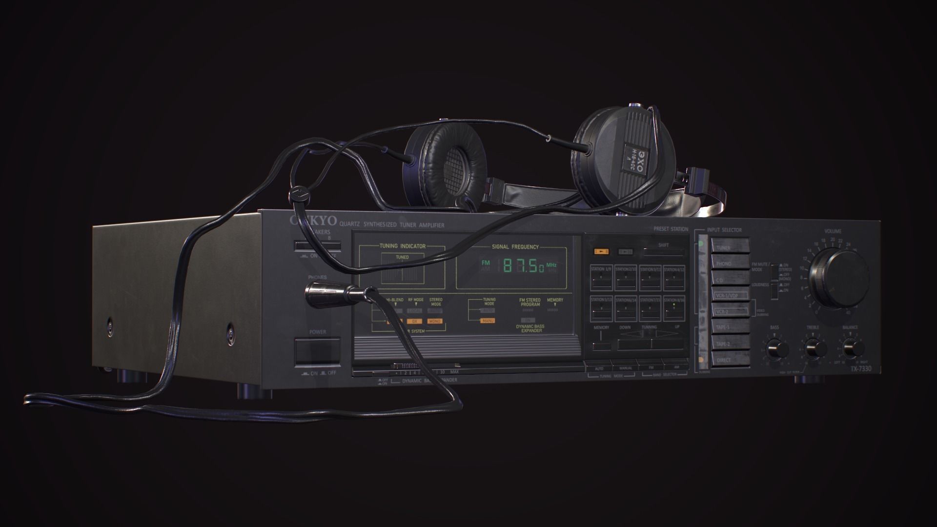 Audio Setup with headset Echo N16 receiver Onkyo and mike BM800 Low-poly 3D model_4