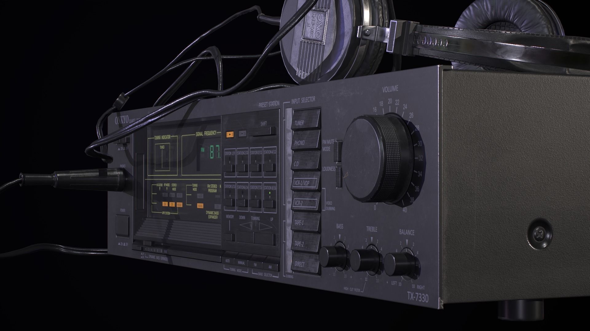 Audio Setup with headset Echo N16 receiver Onkyo and mike BM800 Low-poly 3D model_7