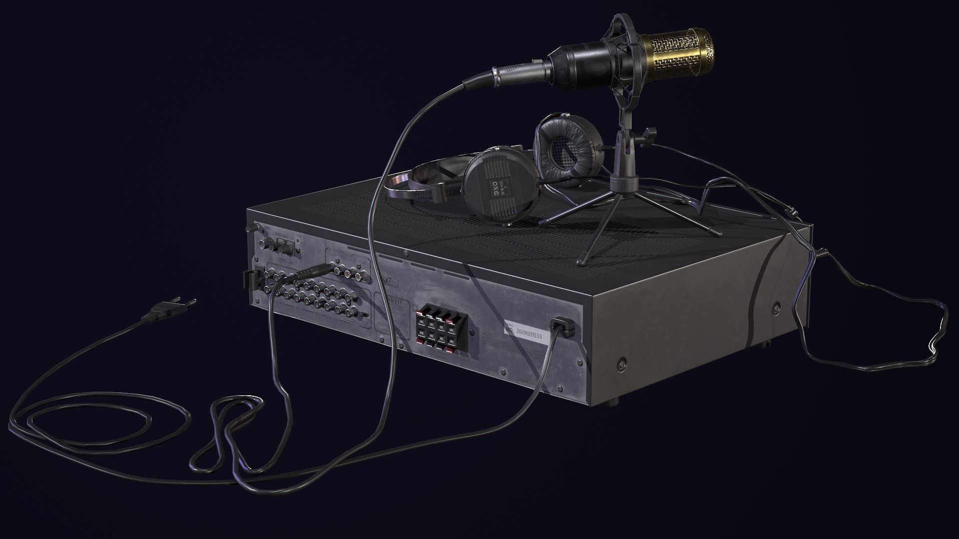 Audio Setup with headset Echo N16 receiver Onkyo and mike BM800 Low-poly 3D model_3