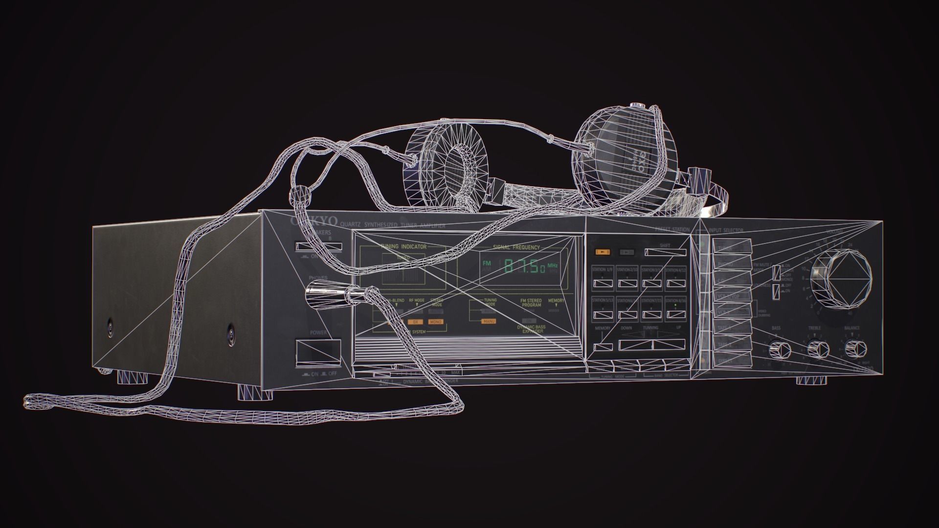 Audio Setup with headset Echo N16 receiver Onkyo and mike BM800 Low-poly 3D model_18