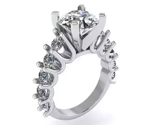 Peg Head Scallop Setting  Diamond Ring 1091