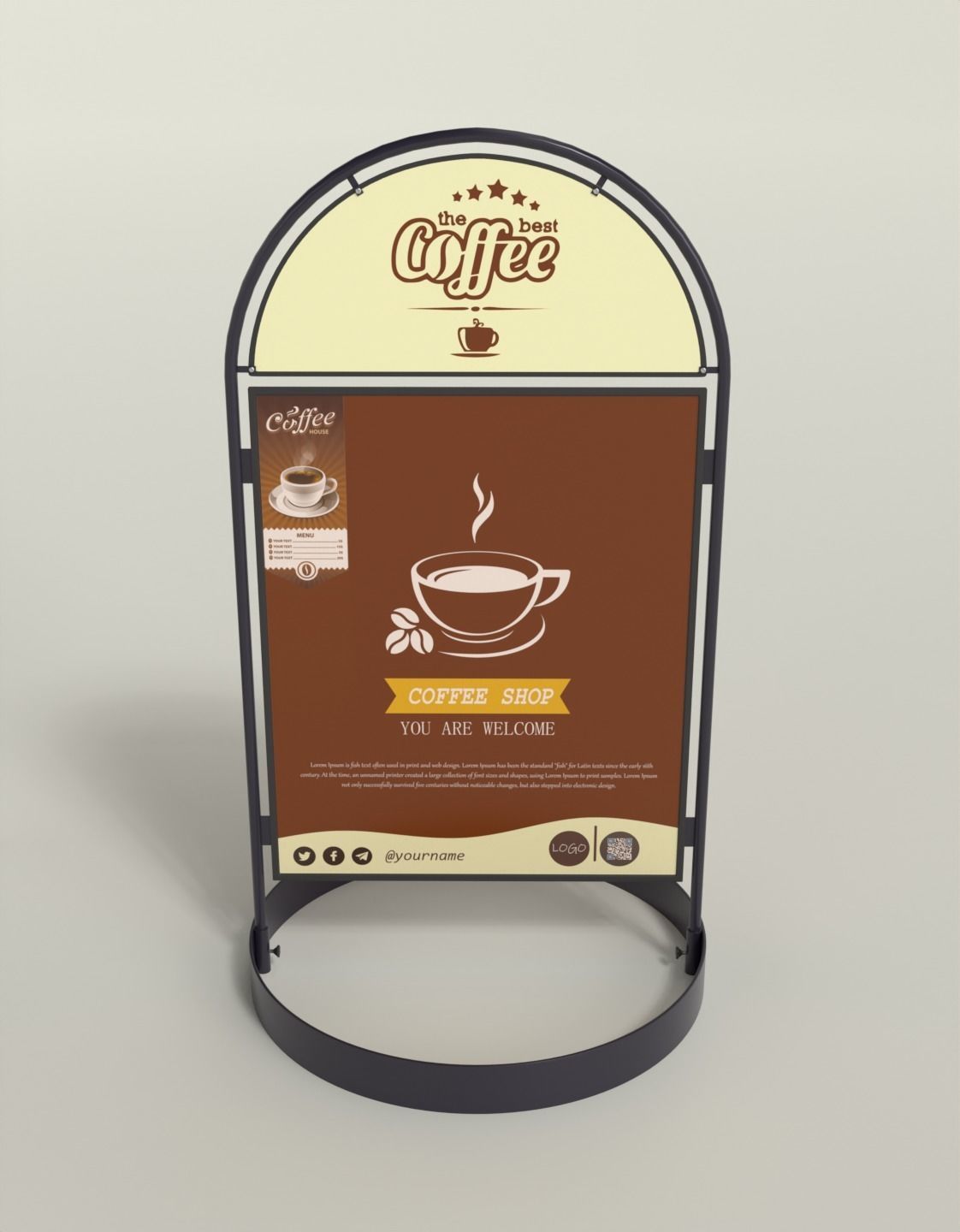 Chalkboard street sign Low-poly 3D model_1