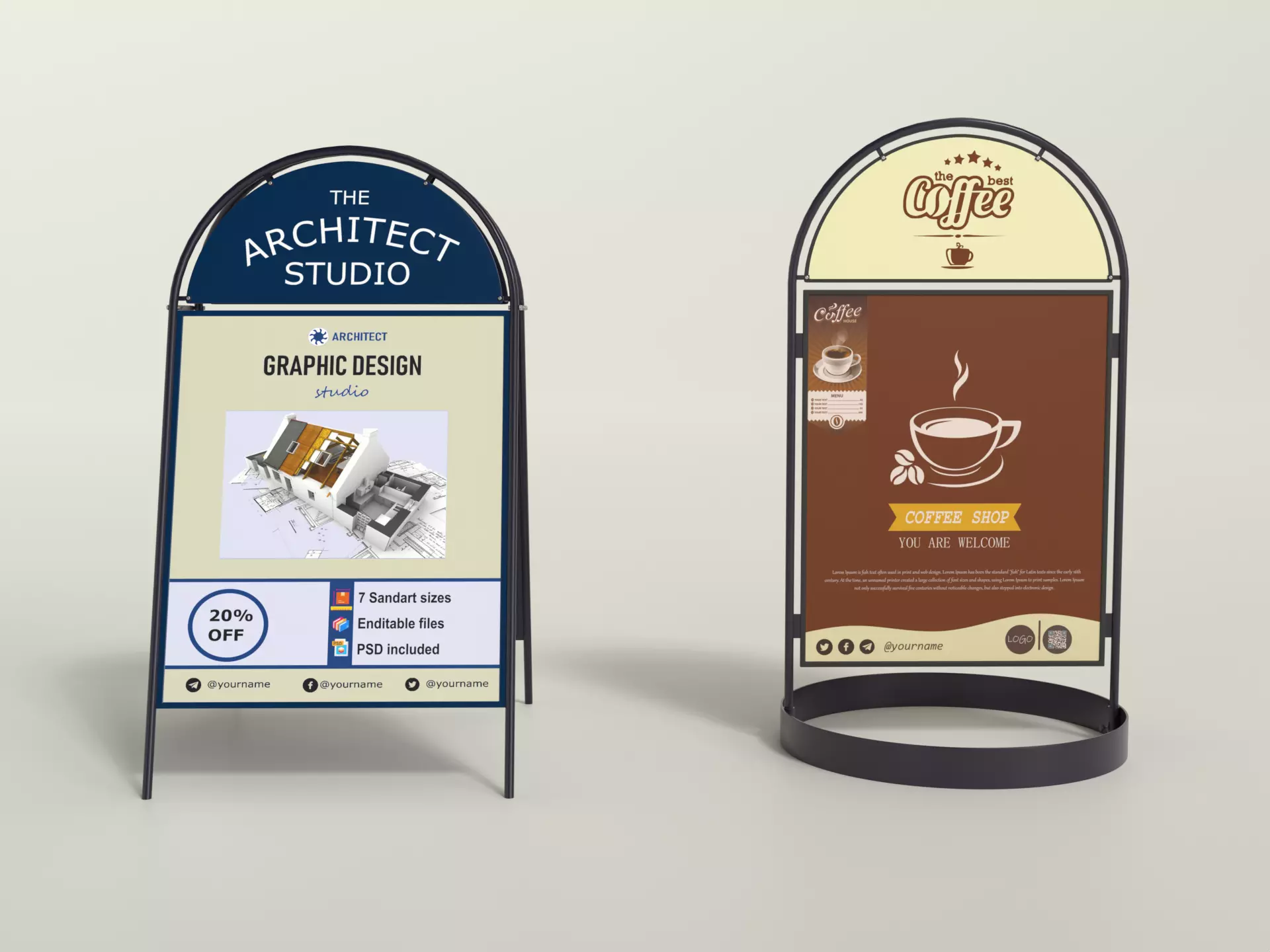 Chalkboard street sign Low-poly 3D model_0