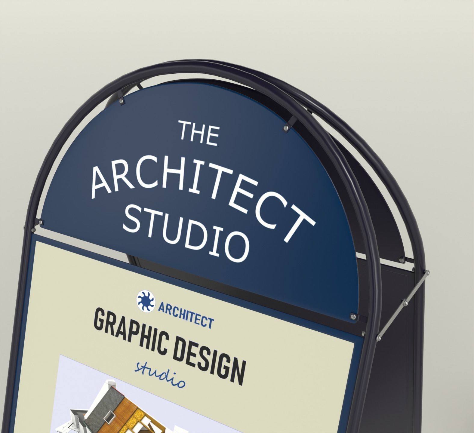 Chalkboard street sign Low-poly 3D model_3