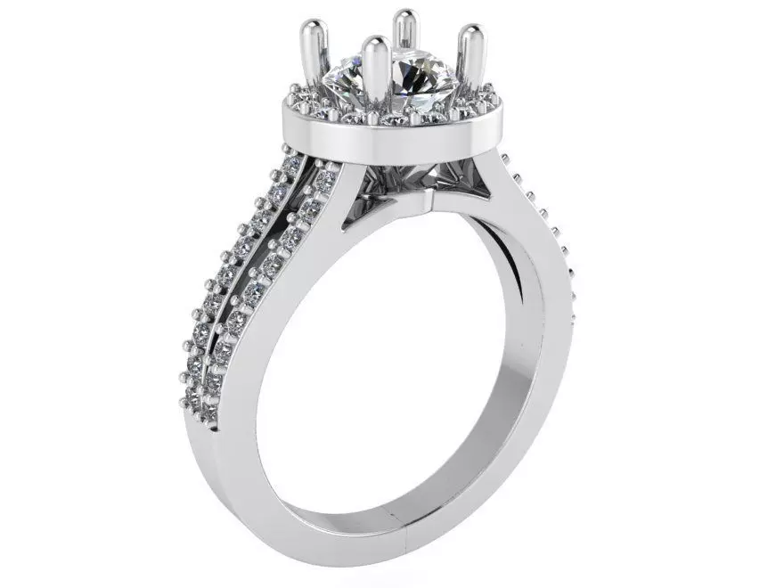 Round Halo Cathedral Ring 1092 3D print model