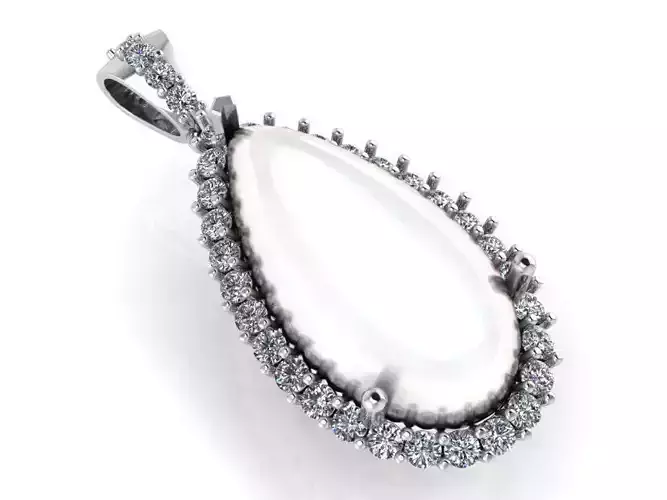 Pear Cabochon Halo Pendant 1097