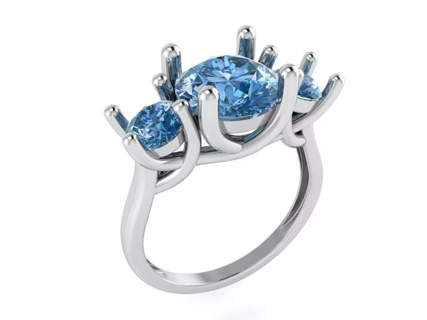 3-Stone Trellis Ring 1098 3D print model