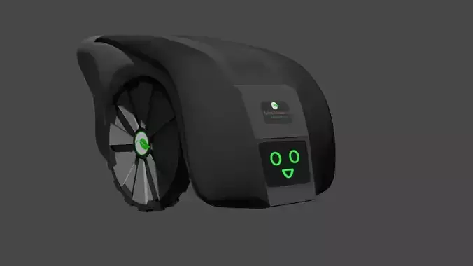 Cartoonish Lawn Mower Robot