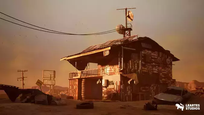 Post Apocalyptic Desert Environment Low-poly 3D model